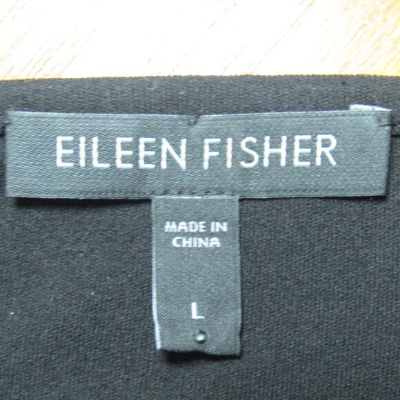 Eileen Fisher Black Silk Top Womens L Long Sleeve Washable Soft Blouse Capsule - Picture 5 of 7